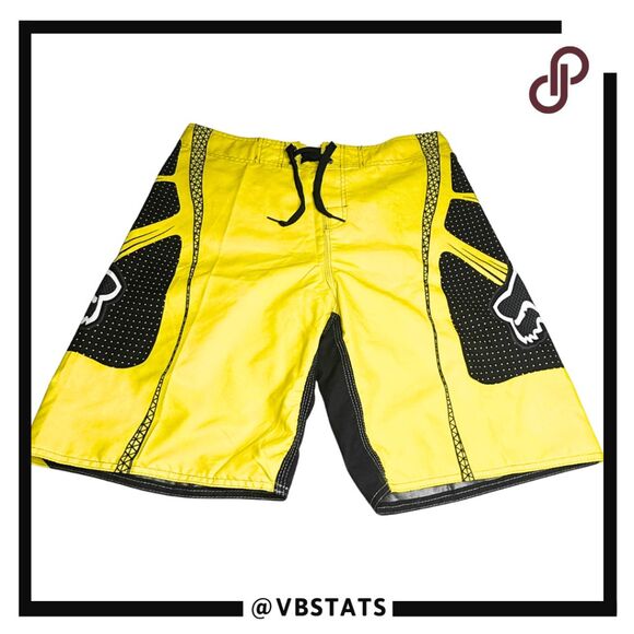 FOX Men's Performance Stretch Surf Swim Board Shorts Yellow Black Size 34 - Picture 1 of 6